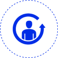 Frame 2095585025 Blue user icon with circular arrow.